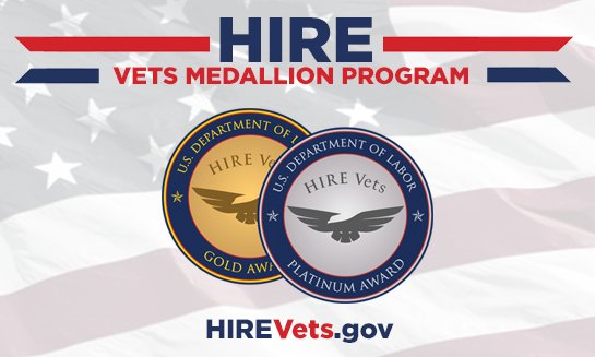 Trademasters Service, Inc. Recognized with HIRE Vets Medallion Award