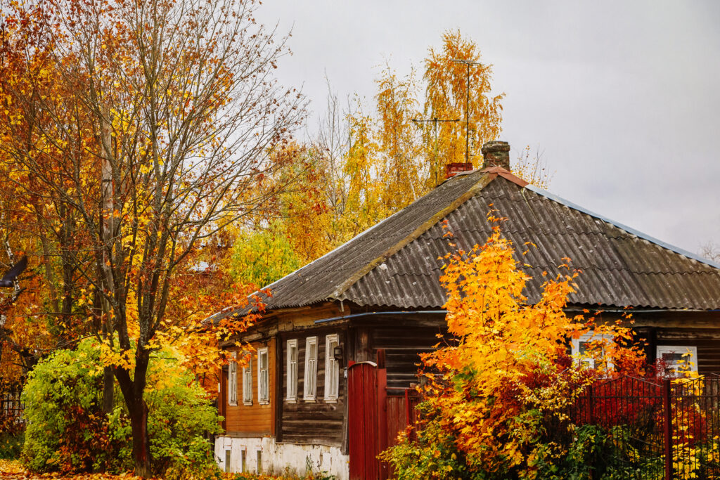 old house during autumn